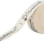 5 Yards Cotton Ribbon, 1.5cm Width Gift Present Package Supply Clothing Label Cotton Hand Made Fonts Ribbon for Craft Gift Wrapping Hair Bow Wedding Deco(Sewing thread)