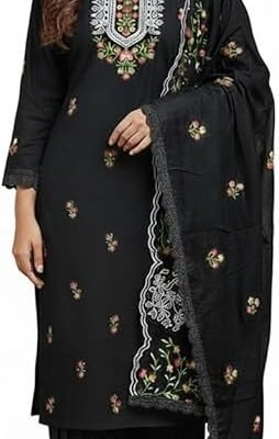 Readymade Fulkari Chanderi Cotton Fabric Salwar Suit With Dupatta For Women Indian Pakistani Style