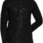 Maple Clothing Sequined Indian Cotton Men's Kurta Pajama Chikankari Embroidered Wedding Guest Outfit