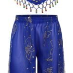 JanJean Kids Girls Belly Dance Outfits Indian Princess Sequin Crop Top with Bloomers Pants Fancy Party Dress Up