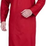 Maple Clothing Men's Cotton Long Kurta Solid Color Indian Traditional Clothes Outfit