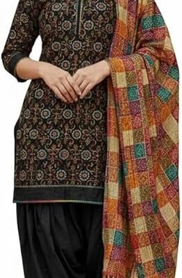 Readymade Fulkari Chanderi Cotton Fabric Salwar Suit With Dupatta For Women Indian Pakistani Style