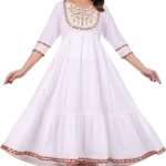 JG JAI GOVINDAM Cotton Anarkali Indian Kurti for Women Pakistani Wedding/Party Wear Designer Style Anarkali Suit for Women