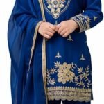 disson Girls Salwar Kameez Set | Royal Blue with Gold Embroidery | 3-Piece Traditional Outfit with Dupatta | Indian And pakistani (US, Age, 11 Years, 12 Years)