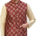 Maple Clothing Men's Nehru Jacket Indian Waistcoat Brocade Traditional Wedding Guest Modi Vest Bandhgala