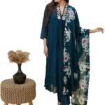 Women's Adult Women Black Cotton Blend Printed Embroidered Festive Palazzo Set with Dupatta