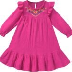 HINTINA Toddler Little Girl Mexican Ethnic Embroidery Floral Dress Sleeveless Sundress
