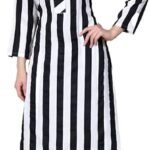 ORCHID BLOOM Black and White Striped Kurta Pallazo Set for Womens Pakistani Bollywood Party Wear