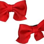 SYNTHORA 2PCS Hair Bows Clips for Girls, Handmade Large Satin Bow Barrettes with Alligator Clips, Soft Boutique Hair Accessories for Toddlers Kids Teens(Red)