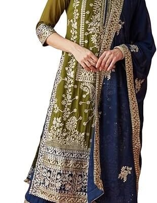 Indian pakistani kurta set for women wedding party wear kurti set with sharara palazzo & dupatta