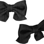SYNTHORA 2PCS Hair Bows Clips for Girls, Handmade Large Satin Bow Barrettes with Alligator Clips, Soft Boutique Hair Accessories for Toddlers Kids Teens(Black)