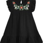 HINTINA Toddler Little Girl Mexican Ethnic Embroidery Floral Dress Sleeveless Sundress