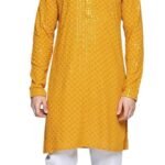 Maple Clothing Sequined Indian Cotton Men's Kurta Pajama Chikankari Embroidered Wedding Guest Outfit