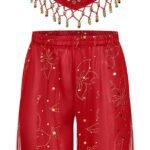 JanJean Kids Girls Belly Dance Outfits Indian Princess Sequin Crop Top with Bloomers Pants Fancy Party Dress Up