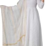 JG JAI GOVINDAM Chikankari Cotton Anarkali Indian Kurti for Women Summer Dress Kurta Pant with Dupatta Set Pakistani Kurta