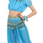 Kids Girls Latin Jazz Dance Outfit Crop Top Harem Pants 2-Piece Girl Belly Dance Sequin Indian Dance Costume