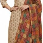 Readymade Fulkari Chanderi Cotton Fabric Salwar Suit With Dupatta For Women Indian Pakistani Style