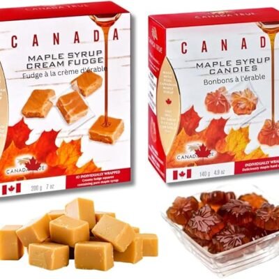 Canada Maple Syrup Candy (140g) & Cream Fudge (200g) Bundle – Made with Pure Canadian Maple Syrup – Individually Wrapped Sweets – Value Bundle-Gift from Canada