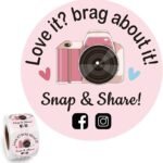 500 Love It Brag About It Snap Share Stickers - Pink Review, Boutique Packaging Handmade, Small Business Must Haves Social Media Roll