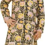 AJ DEZINES Kids Cotton Full Sleeve Floral Black Kurta Pajama Set for Boys - Indian Ethnic Wear (1272-$P)