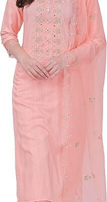 TRENDMALLS Women's Cotton Embroidery Salwar Suit Set Kurta Pant with Dupatta Kurta Set for Women