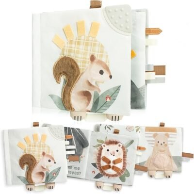Soft Baby Book with Touch and Feel Pages - Cute Sensory Book for Babies 0-6 Months with Textured Animals, Mirror & Crinkle Paper - The Perfect Toy for Baby Showers Or as a Newborn/Infant Gift