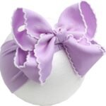 6'' Jumbo Purple Baby Bow Headbands, Handmade Grosgrain Moonstitch Boutique Baby Headwraps for Girls, Super Stretchy Soft Nylon Hairbands for Newborns, Infants & Toddlers