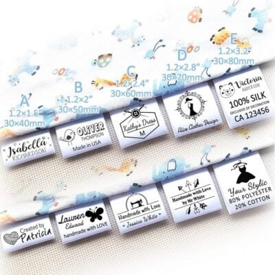 120pcs Custom Clothing Labels Satin Ribbon Handmade Name Brand LOGO Wash Care Clothes Sewing Patch Garment Fabric Tags Personalized 1.2