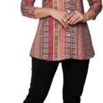Maple Clothing Women's Short Kurti Cotton Indian Tunic Top Fashion Kurta Printed