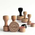 Personalized Stamp with Logo Name - Custom Rubber Stamp with Wood Handle Customized Soap Stamps Multiple Size for Business - Round 1