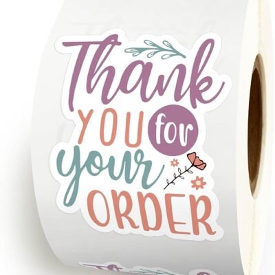 500pcs Thank You Stickers - Handmade, Happy Mail, Boutique Packaging, Purchase Roll