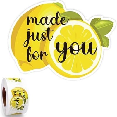 500Pcs/Roll Made Just for You Lemon Stickers - Summer Gift Bags Packaging, Lemon Stand, Small Business, Handmade, Happy Mail