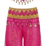 JanJean Kids Girls Belly Dance Outfits Indian Princess Sequin Crop Top with Bloomers Pants Fancy Party Dress Up