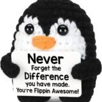 Thank You Gifts for Women Men, Valentines Day Appreciation Gifts for Teacher Coworker Friend Nurse Mentor Boss Employee, Mini Funny Handmade Crochet Penguin for Leaving Going Away Retirement Birthday