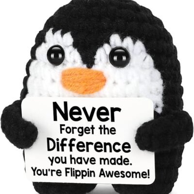 Thank You Gifts for Women Men, Valentines Day Appreciation Gifts for Teacher Coworker Friend Nurse Mentor Boss Employee, Mini Funny Handmade Crochet Penguin for Leaving Going Away Retirement Birthday