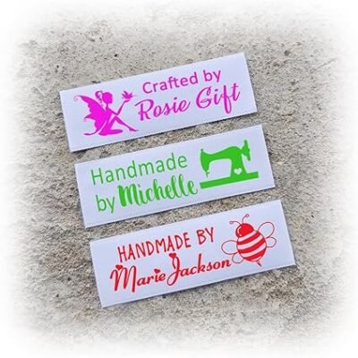 50pcs Custom Made with Love by Your Name Sew On Clothing Garment Tags Labels