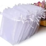 100PCS Premium Sheer Organza Bags, White Wedding Favor Bags Drawstring, 4x4.72 Jewelry Gift Bags Party, Jewelry, Festival, Bathroom Soaps, Makeup Organza Favor Bags