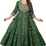 JG JAI GOVINDAM Dress for Saint Patricks Day Anarkali Indian Kurti for Women Pakistani Green Indian Dresses