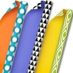 Hallmark All Occasion Reversible Wrapping Paper Bundle - Solids & Dots, Diamonds, Triangles (3 Rolls; 75 sq. ft. TTL) Yellow, Orange, Blue, Black and White