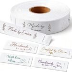 Custom Sewing Labels for Handmade Items Personalized Cotton Tags with Name or Logo for Quilts Bags Clothes Knits Crafts & Gifts 50-500pcs