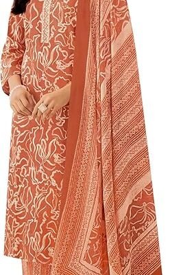 Ladyline Casual Pure Cotton Salwar Kameez Womens with Pants Bottom and Mal Cotton Dupatta
