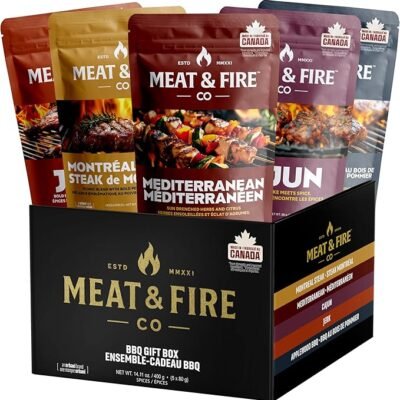 Meat & Fire Co., 5 Gourmet Seasonings Set, Spice Rub & Seasonings Gift Box, For Grilling, BBQ & Smoker Accessories, Fathers Day Gift, by Urbani