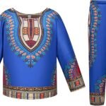 Kids African 2 Piece Set Unisex Boys Girls Dashiki Shirt and Pants Traditional Outfit