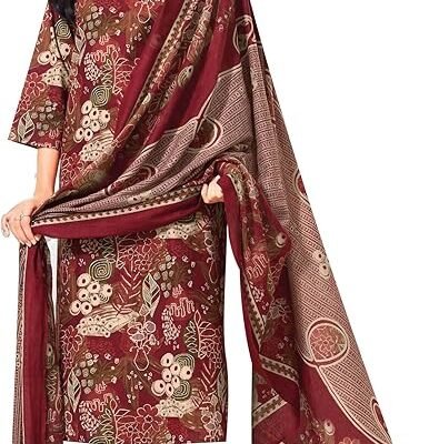 ladyline 100% Cotton Cool Printed Salwar Kameez with Pants and Lawn Dupatta
