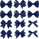 Zkptops 12Pcs School Hair Accessories Navy Blue Hair Bows Alligator Clips Set Handmade Boutique Grosgrain Ribbon Ponytail Hair Clips with Bows Accessories for Little Teen Toddler Girls Kids